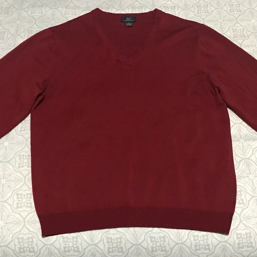 Brooks Brothers 346 (Size L)Buttery Soft Merino Wool Pullover Sweater,V-Neck Red